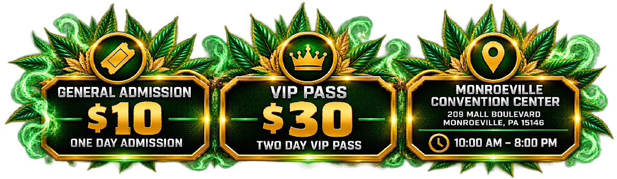 General admission $10 for one day. VIP pass $30 for two days. Event hours 10 AM to 6 PM. Monroeville Convention Center, 209 Mall Boulevard, Monroeville, PA 15146.